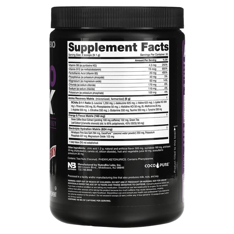 Nutrabio Labs Amino Kick Grape Berry Crush 0.6 lb (272 g) 2 Thực phẩm bổ sung Nutrabio Labs Amino Kick Grape Berry Crush 0.6 lb (272 g) 649908217501