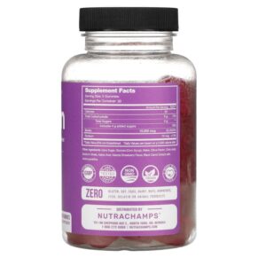 Thực phẩm bổ sung NutraChamps Biotin Gummies Natural Strawberry 5.000 mcg 60 Vegan Gummies 621983990173