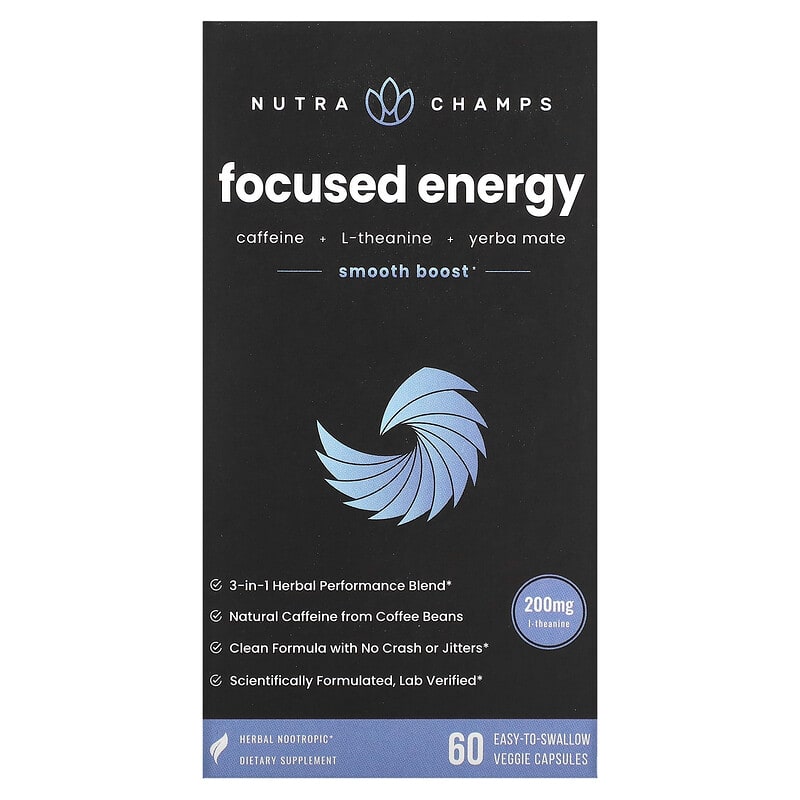 NutraChamps Focused Energy 60 Easy-to-Swallow Veggie Capsules 8 Thực phẩm chức năng NutraChamps Focused Energy 60 Easy-to-Swallow Veggie Capsules 621983999688