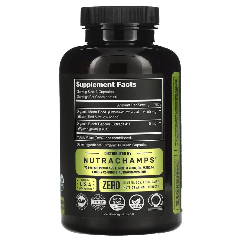 NutraChamps Maca 700 mg 180 Organic Capsules 2 Thực phẩm bổ sung NutraChamps Maca 700 mg 180 Organic Capsules 621983999732