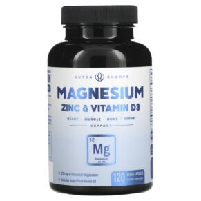 Thực phẩm chức năng NutraChamps Magnesium Zinc & Vitamin D3 120 Veggie Capsules 621983990494