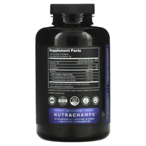 Thực phẩm bổ sung NutraChamps Omega 3 Fish Oil Natural Lemon 1.200 mg 180 Softgels 621983999800