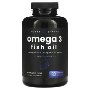Thực phẩm chức năng NutraChamps Omega 3 Fish Oil Natural Lemon 1.200 mg 180 Softgels 621983999800