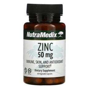Thực phẩm chức năng NutraMedix Zinc Immune Skin and Antioxidant Support 50 mg 60 Vegetarian Capsules 728650099303