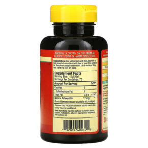 Thực phẩm bổ sung Nutrex Hawaii BioAstin Hawaiian Astaxanthin 12 mg 75 Soft Gels 732894400399