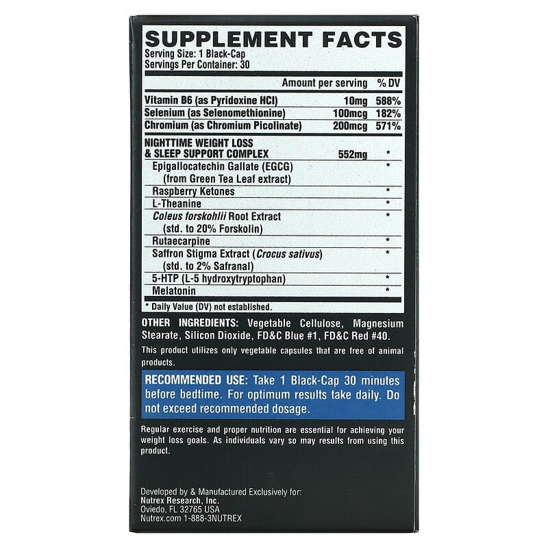 Nutrex Research LIPO-6 Black Nighttime Ultra Concentrate 30 Black-Caps 2 Thực phẩm bổ sung Nutrex Research LIPO-6 Black Nighttime Ultra Concentrate 30 Black-Caps 850005755562