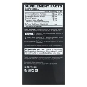 Thực phẩm bổ sung Nutrex Research Lipo 6 Black Ultra Concentrate 60 Capsules 850026029437