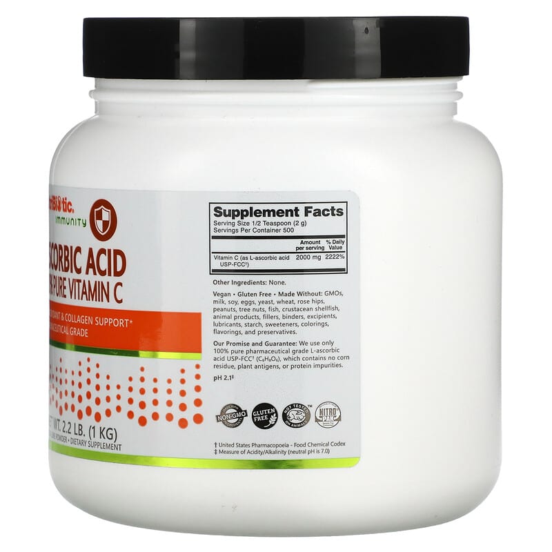 NutriBiotic Immunity Ascorbic Acid 100% Pure Vitamin C Crystalline Powder 2.2 lb (1 kg) 2 Thực phẩm bổ sung NutriBiotic Immunity Ascorbic Acid 100% Pure Vitamin C Crystalline Powder 2.2 lb (1 kg) 728177002022
