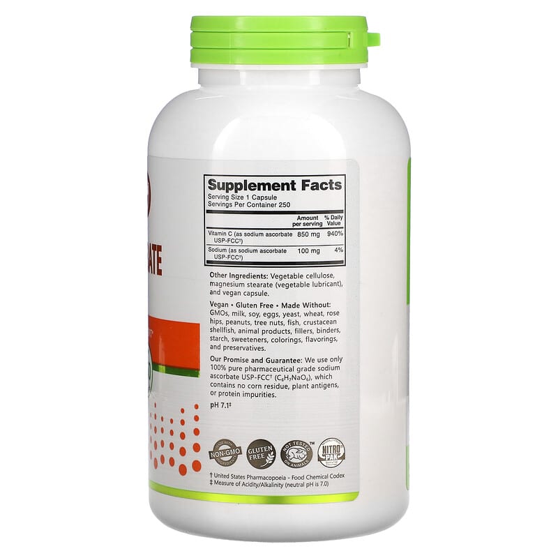NutriBiotic Immunity Sodium Ascorbate 250 Vegan Capsules 2 Thực phẩm bổ sung NutriBiotic Immunity Sodium Ascorbate 250 Vegan Capsules 728177004613
