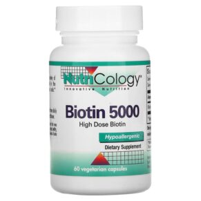 Thực phẩm chức năng Nutricology Biotin 5000 60 Vegetarian Capsules 713947503502