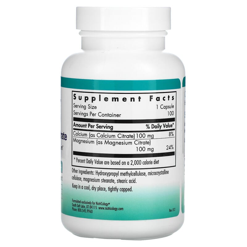 Nutricology Calcium Magnesium Citrate 100 Vegetarian Capsules 2 Thực phẩm bổ sung Nutricology Calcium Magnesium Citrate 100 Vegetarian Capsules 713947519800