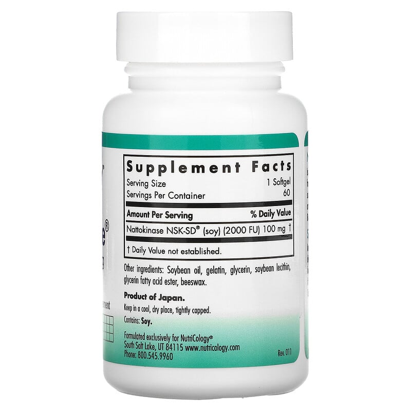 Nutricology NattoZyme 100 mg 60 Softgels 2 Thực phẩm bổ sung Nutricology NattoZyme 100 mg 60 Softgels 713947553705