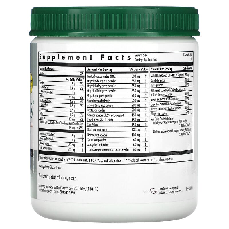 Nutricology ProGreens with Advanced Probiotic Formula 9.27 oz (265 g) 2 Thực phẩm bổ sung Nutricology ProGreens with Advanced Probiotic Formula 9.27 oz (265 g) 713947515406