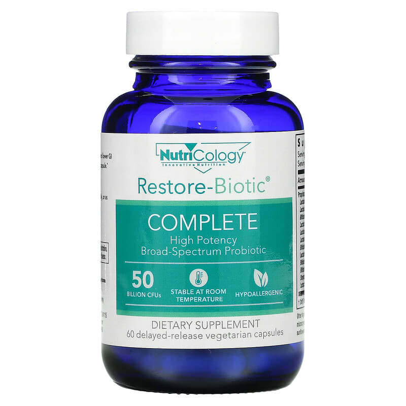 Nutricology Restore-Biotic Complete 50 Billion 60 Delayed-Release Vegetarian Capsules 8 Thực phẩm chức năng Nutricology Restore-Biotic Complete 50 Billion 60 Delayed-Release Vegetarian Capsules 713947573000