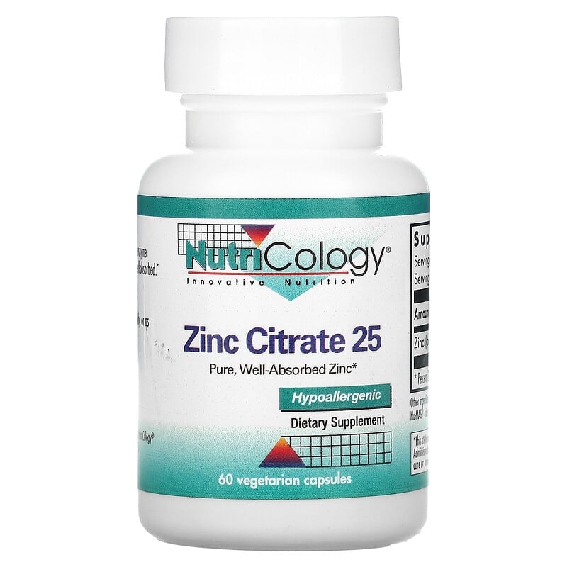 Nutricology Zinc Citrate 25 60 Vegetarian Capsules 8 Thực phẩm chức năng Nutricology Zinc Citrate 25 60 Vegetarian Capsules 713947502802
