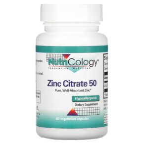 Thực phẩm chức năng Nutricology Zinc Citrate 50 60 Vegetarian Capsules 713947502901