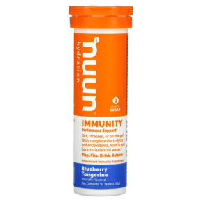 Thực phẩm chức năng Nuun Hydration Immunity Effervescent Immunity Supplement Blueberry Tangerine 10 Tablets 811660022024