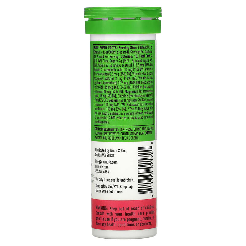 Nuun Hydration Vitamins Effervescent Vitamin Supplement Strawberry Melon 12 Tablets 2 Thực phẩm bổ sung Nuun Hydration Vitamins Effervescent Vitamin Supplement Strawberry Melon 12 Tablets 811660021720