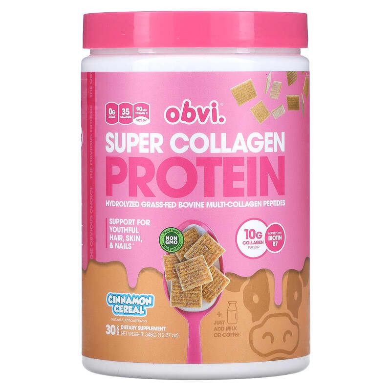 Obvi Super Collagen Protein Cinnamon Cereal 12.27 oz (348 g) 8 Thực phẩm chức năng Obvi Super Collagen Protein Cinnamon Cereal 12.27 oz (348 g) 850026153019