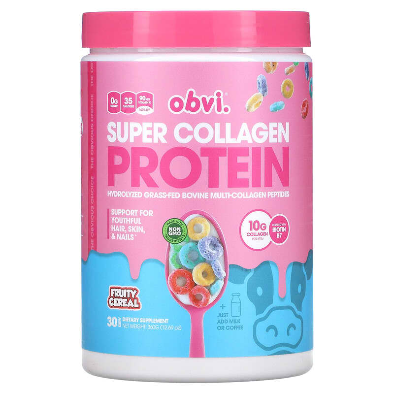 Obvi Super Collagen Protein Fruity Cereal 12.69 oz (360 g) 8 Thực phẩm chức năng Obvi Super Collagen Protein Fruity Cereal 12.69 oz (360 g) 850026153002