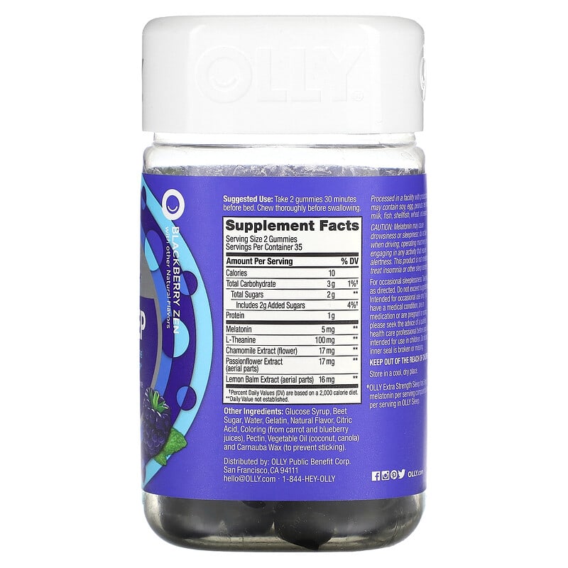 OLLY Sleep Blackberry Zen 70 Gummies 2 Thực phẩm bổ sung OLLY Sleep Blackberry Zen 70 Gummies 840160200625