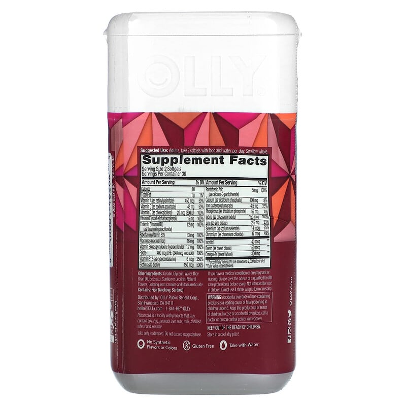 OLLY Women's Multi + Omega-3 Daily Multivitamin Ultra Strength 60 Softgels 2 Thực phẩm bổ sung OLLY Women's Multi + Omega-3 Daily Multivitamin Ultra Strength 60 Softgels 850004462645