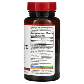 Thực phẩm bổ sung Olympian Labs Chromium Polynicotinate 200 mcg 100 Vegetarian Capsules 710013003805