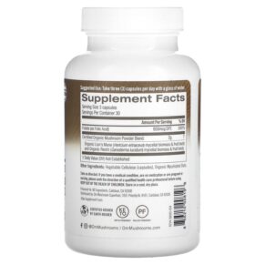 Thực phẩm bổ sung Om Mushrooms Brain Fuel 2.000 mg 90 Vegetable Capsules 856210008196