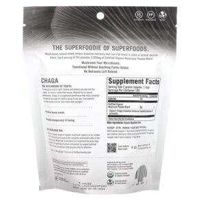 Thực phẩm bổ sung Om Mushrooms Certified Organic Mushroom Powder Chaga 7.05 oz (200 g) 850030553232