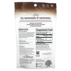 Thực phẩm bổ sung Om Mushrooms Certified Organic Mushroom Powder Cordyceps 3.5 oz (100 g) 892392002003