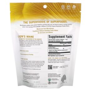 Thực phẩm bổ sung Om Mushrooms Certified Organic Mushroom Powder Lion's Mane 7.05 oz (200 g) 850030553256