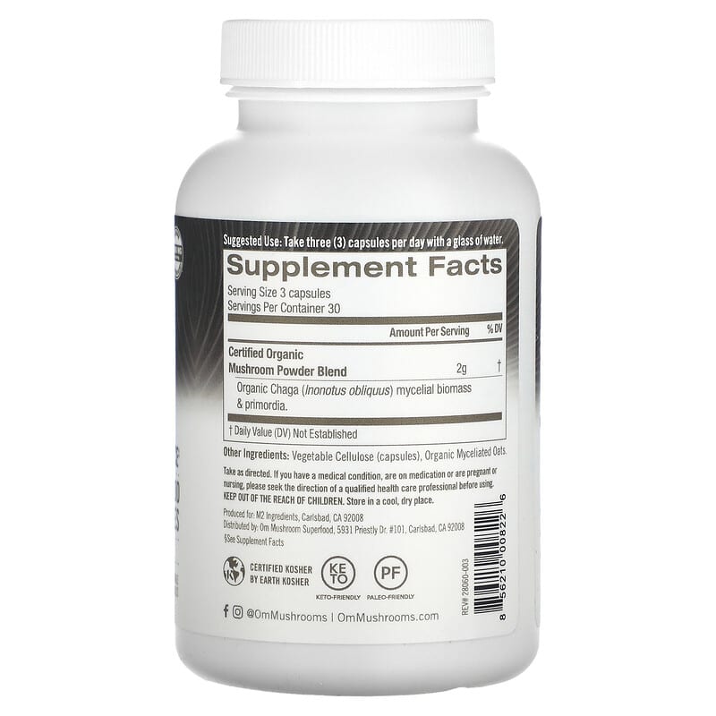 Om Mushrooms Chaga 667 mg 90 Vegetable Capsules 2 Thực phẩm bổ sung Om Mushrooms Chaga 667 mg 90 Vegetable Capsules 856210008226