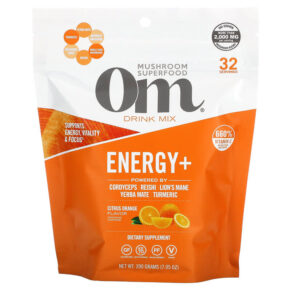 Thực phẩm chức năng Om Mushrooms Energy+ Drink Mix Citrus Orange 7.05 oz (200 g) 850030553188