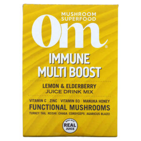 Thực phẩm bổ sung Om Mushrooms Immune Multi Boost Lemon & Elderberry Juice Drink Mix 10 Packets 0.53 oz (15 g) Each 850011996058