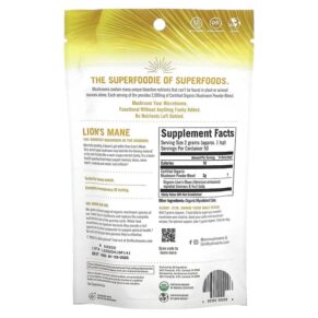 Thực phẩm bổ sung Om Mushrooms Lion's Mane Certified Organic Mushroom Powder 3.5 oz (100 g) 892392002096
