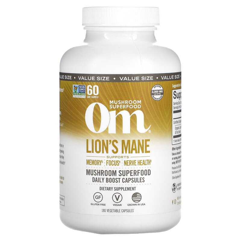 Om Mushrooms Lion's Mane Mushroom Superfood 667 mg 180 Vegetable Capsules 8 Thực phẩm chức năng Om Mushrooms Lion's Mane Mushroom Superfood 667 mg 180 Vegetable Capsules 850011996737