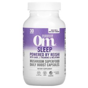 Thực phẩm chức năng Om Mushrooms Sleep Powered by Reishi with GABA L-Theanine & Melatonin 90 Vegetable Capsules 850011996003