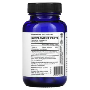 Thực phẩm bổ sung Ora Sol Food Plant-Based Vitamin D3 2.000 IU 30 Tablets 856720007092