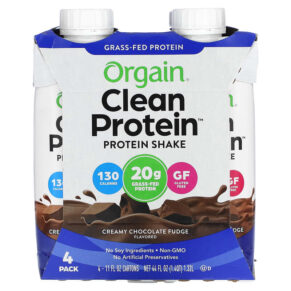 Thực phẩm chức năng Orgain Clean Protein Shake Creamy Chocolate Fudge 4 Pack 11 fl oz (330 ml) Each 851770006668