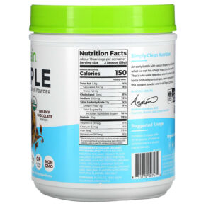 Thực phẩm bổ sung Orgain Simple Organic Plant Protein Powder Creamy Chocolate 1.25 lb (567 g) 851770007474