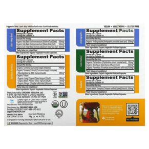 Thực phẩm bổ sung Organic India Immune Support Daily Pack 30 Daily Packs 180 Vegetable Capsules 850021635176