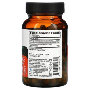Thực phẩm bổ sung Organic India Sugar Balance Healthy Glucose Metabolism 90 Veg Caps 851469000748