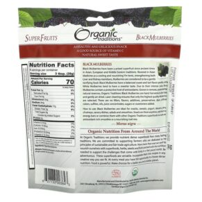Thực phẩm bổ sung Organic Traditions Black Mulberries 8 oz (227 g) 627733003643