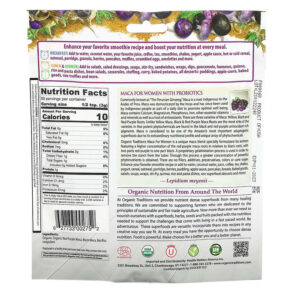 Thực phẩm bổ sung Organic Traditions Maca For Women with Probiotics 5.3 oz (150 g) 627733002752