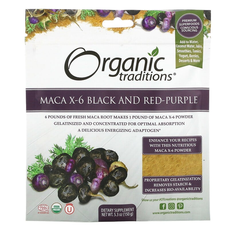 Organic Traditions Maca X-6 Black and Red-Purple 5.3 oz (150 g) 8 Thực phẩm chức năng Organic Traditions Maca X-6 Black and Red-Purple 5.3 oz (150 g) 627733002714