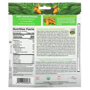Thực phẩm bổ sung Organic Traditions Probiotic Super Greens with Turmeric 3.5 oz (100 g) 627733005081