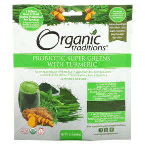 Thực phẩm chức năng Organic Traditions Probiotic Super Greens with Turmeric 3.5 oz (100 g) 627733005081
