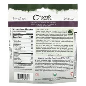 Thực phẩm bổ sung Organic Traditions Spirulina Powder 5.3 oz (150 g) 627733012317