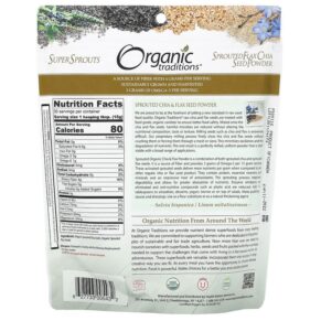 Thực phẩm bổ sung Organic Traditions Sprouted Chia & Flax Seed Powder 16 oz (454 g) 627733005432