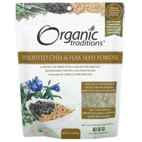 Thực phẩm chức năng Organic Traditions Sprouted Chia & Flax Seed Powder 16 oz (454 g) 627733005432